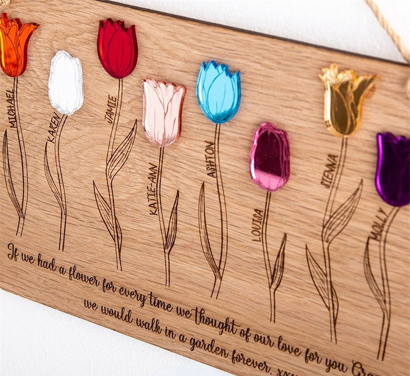 1-8 Kids Names Wooden Decoration Gift for Mom