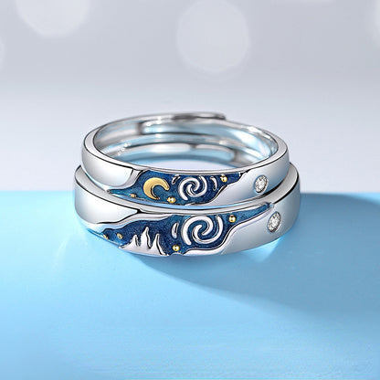 Vincent Starry Night Style Wedding Rings Set