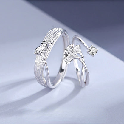 Matching Engravable Ginko Promise Rings Set