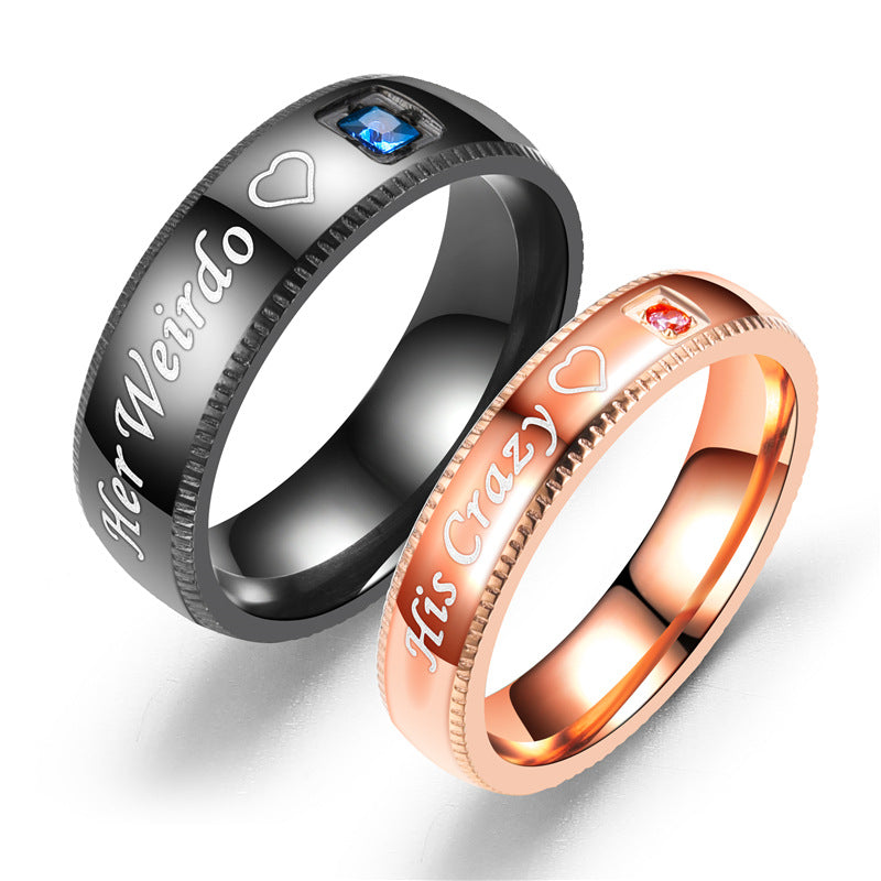 Engravable Her Weirdo His Crazy Matching Rings Set