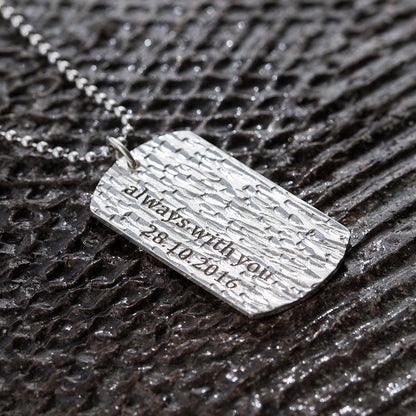 Hammered Custom Engraved ID Nameplate Necklace For Men