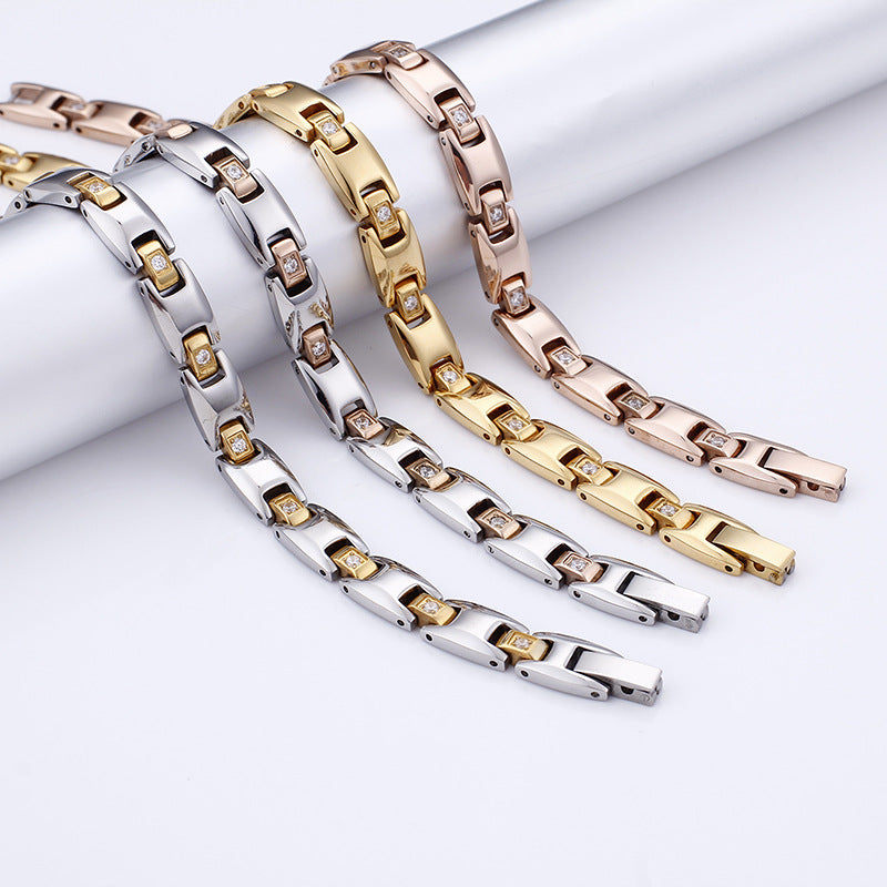 Engravable Matching Links Couple Bracelets Set