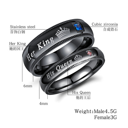 Custom King and Queen Crown Couple Rings Set