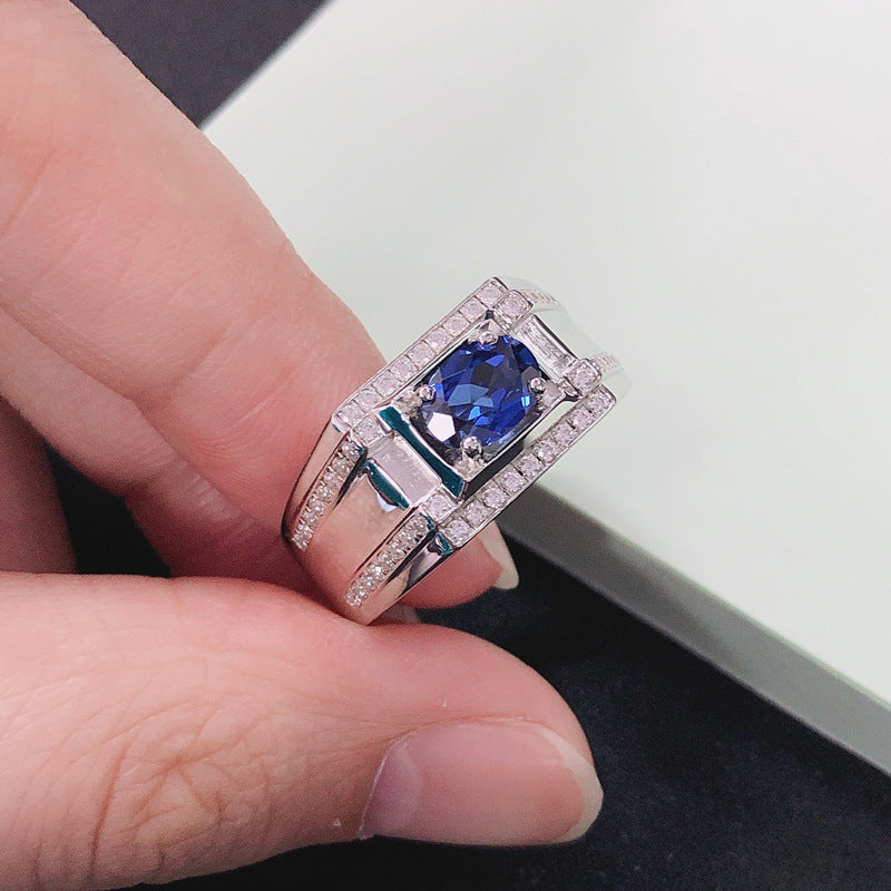 1 Carat Lab Grown Sapphire Ring for Men
