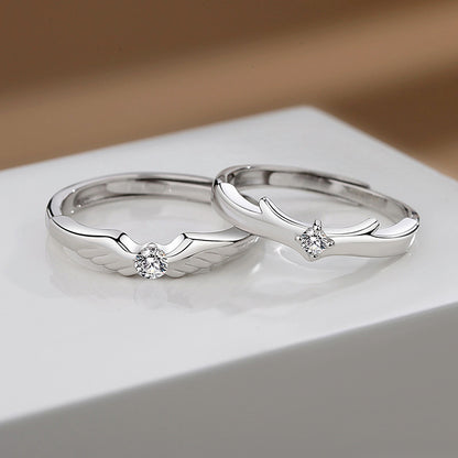 Engravable Matching Angel Wings Rings for Couples