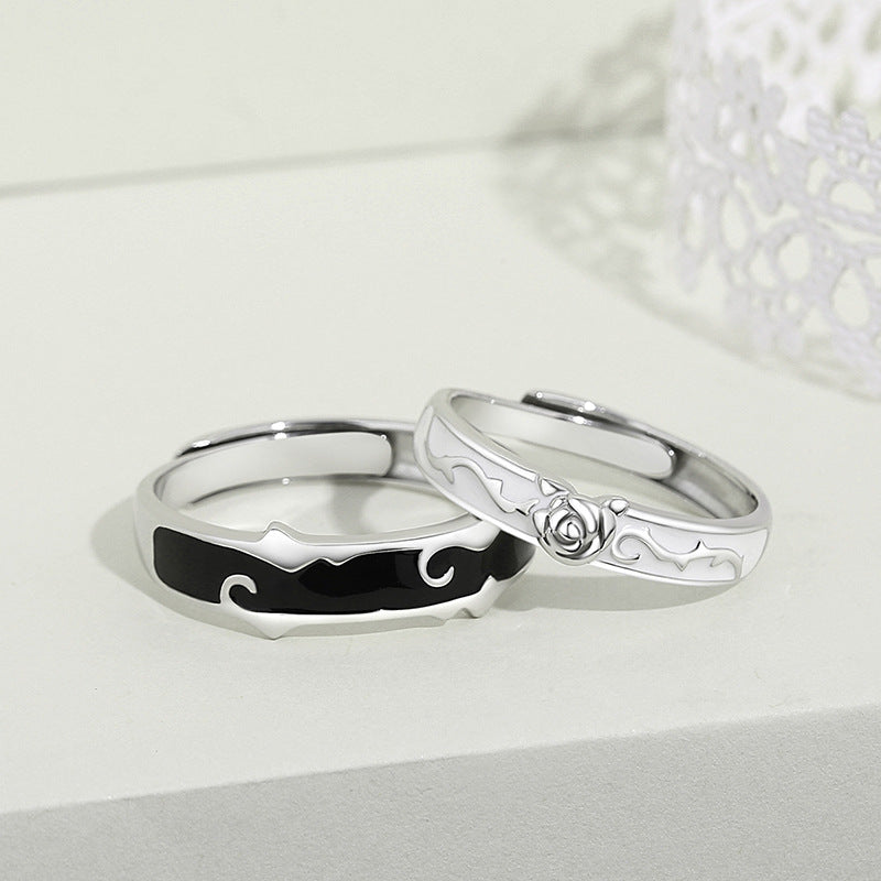 Engraved Matching Rose Rings Set for Couples