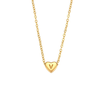 Name Initial Minimalist Heart Pendant Necklace