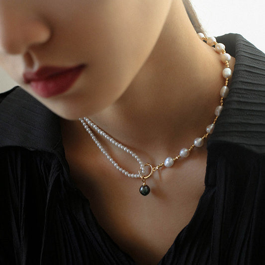 Natural Black Pearl Layered Necklace