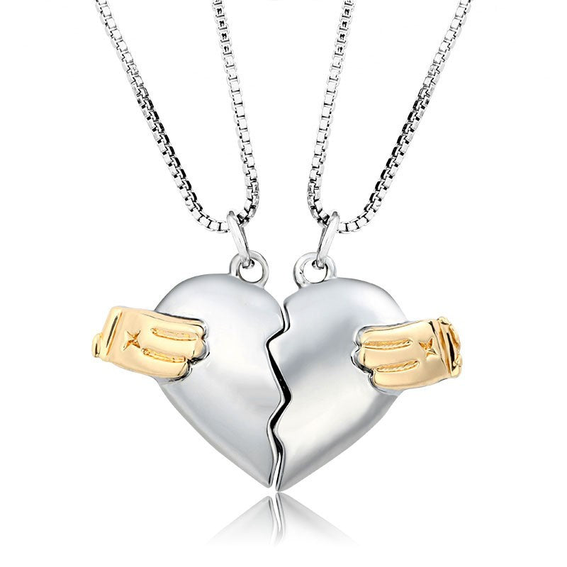 Custom Engraved Matching Hearts Couple Necklaces