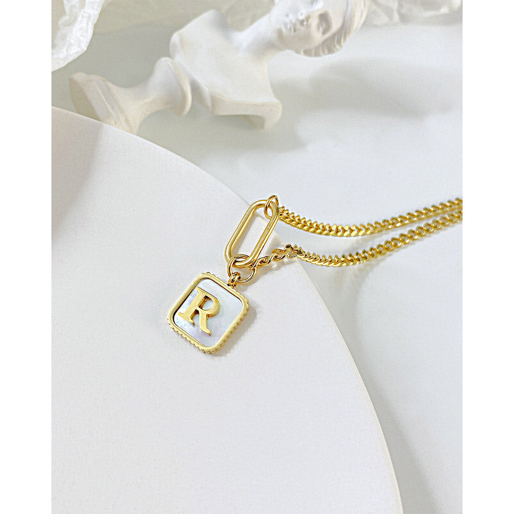 Letter R Initial Minimalist Necklace