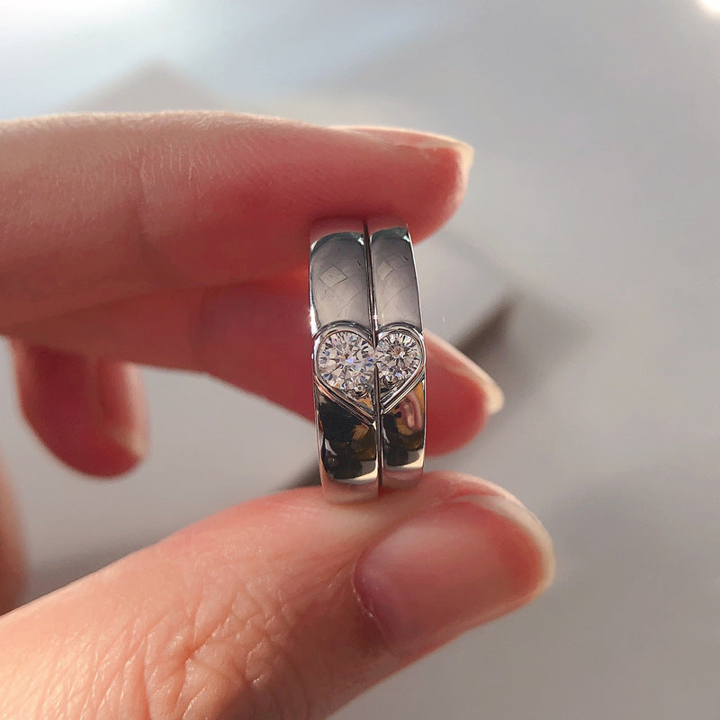 Lab Grown Diamonds Half Hearts Couple Rings Set