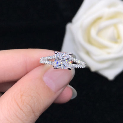 1.5 Carats Princess cut Moissanite Diamond Ring