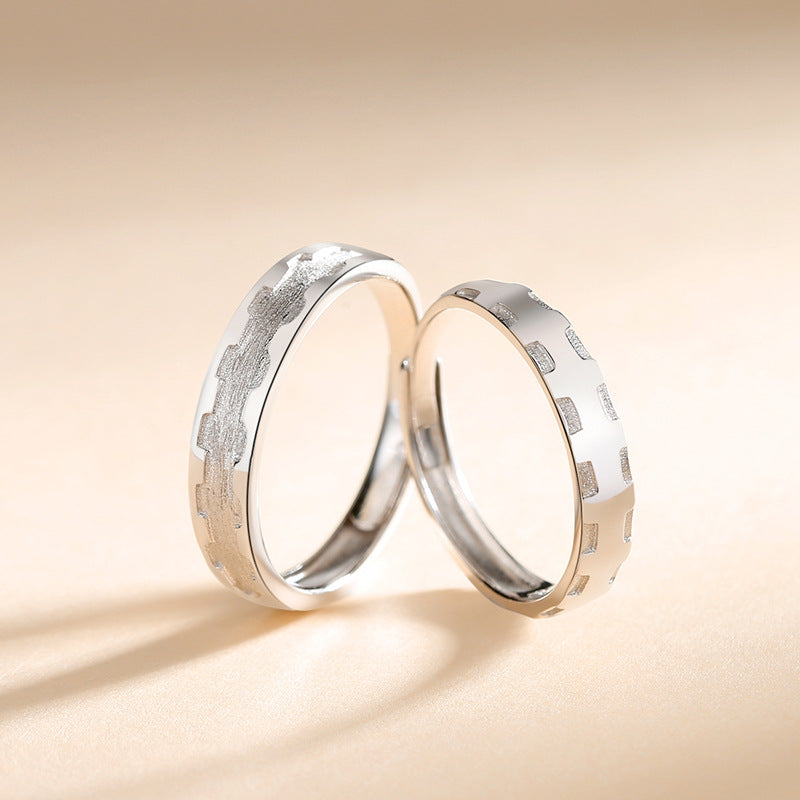 Engraved Simple Couple Wedding Rings Set for Two