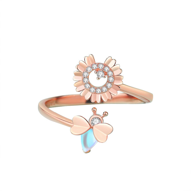 Honeybee Moonstone Adjustable Size Ring