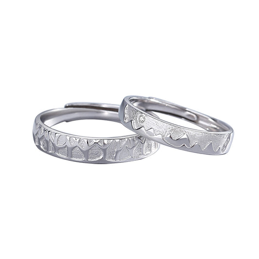 Forest Theme Engravable Couple Rings Set