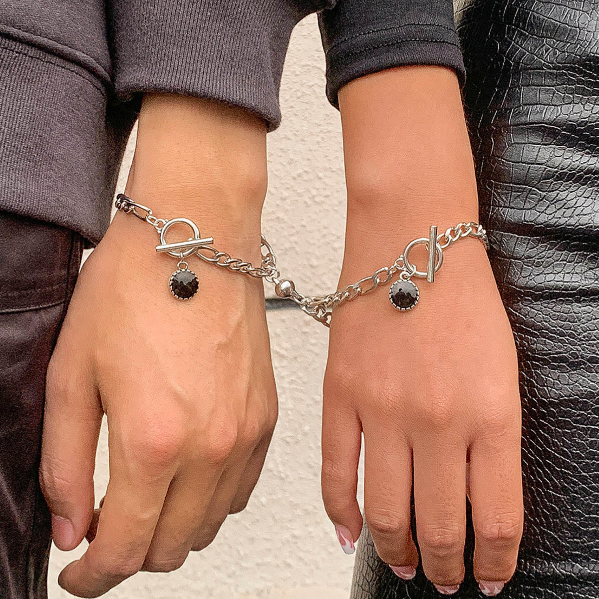 Matching Magnetic Relationship Couple Bracelets Set