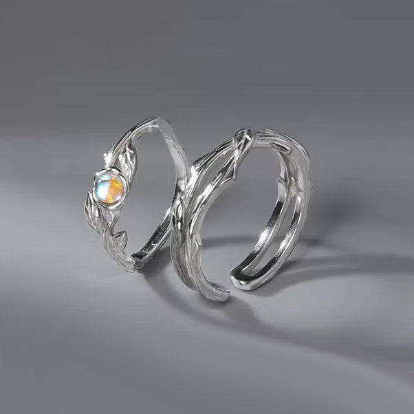Matching Adjustable Size Romantic Rings for Couples