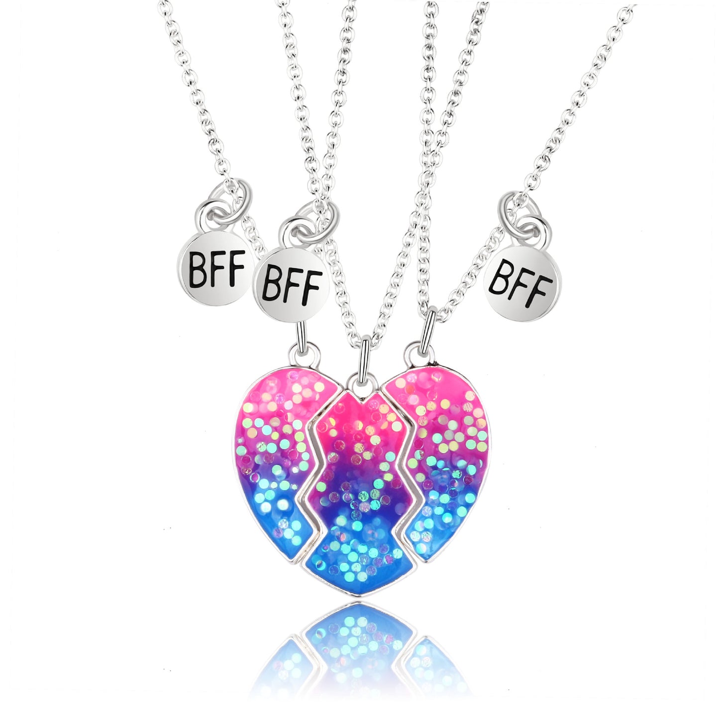 Magnetic Hearts Bff Necklaces Set for 3 Persons Loforay.com