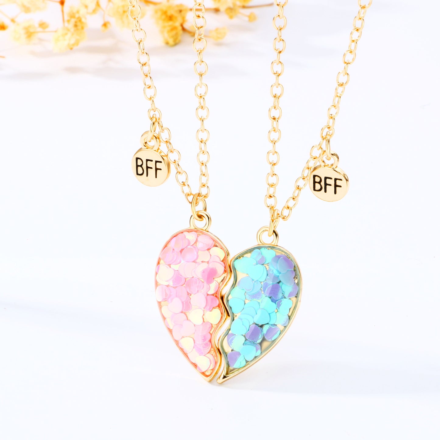 Magnetic Half Hearts Necklaces for Best Friends