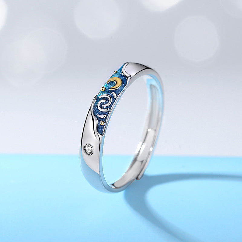 Vincent Starry Night Style Wedding Rings Set