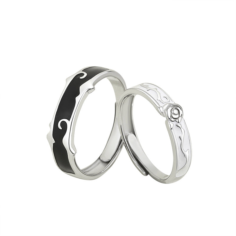 Engraved Matching Rose Rings Set for Couples