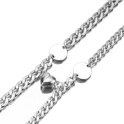 Name Initial Magnetic Hearts Couple Bracelets Set