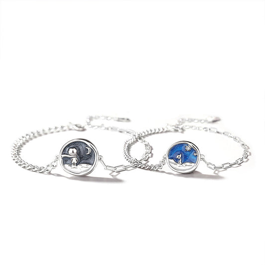 Engravable Sun and Moon Bracelets for Couples