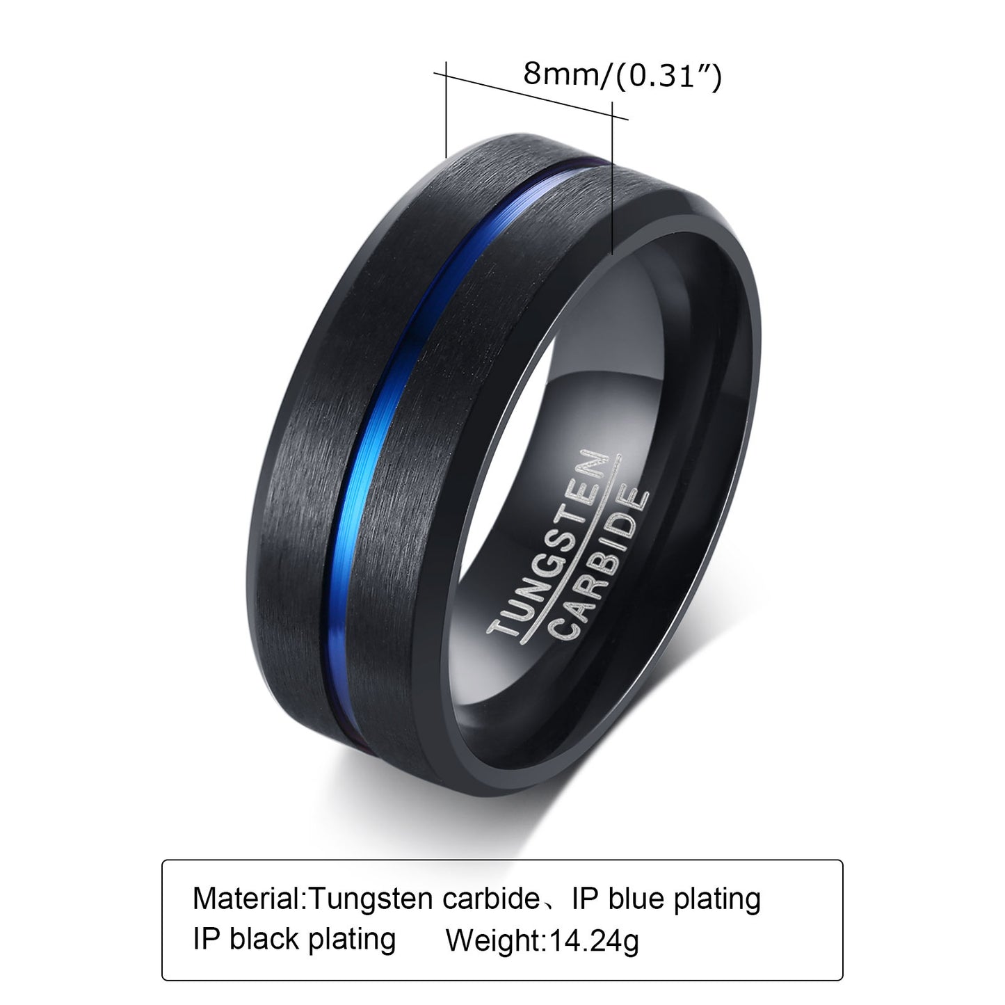 Custom Engraved Mens Tungsten Ring Black
