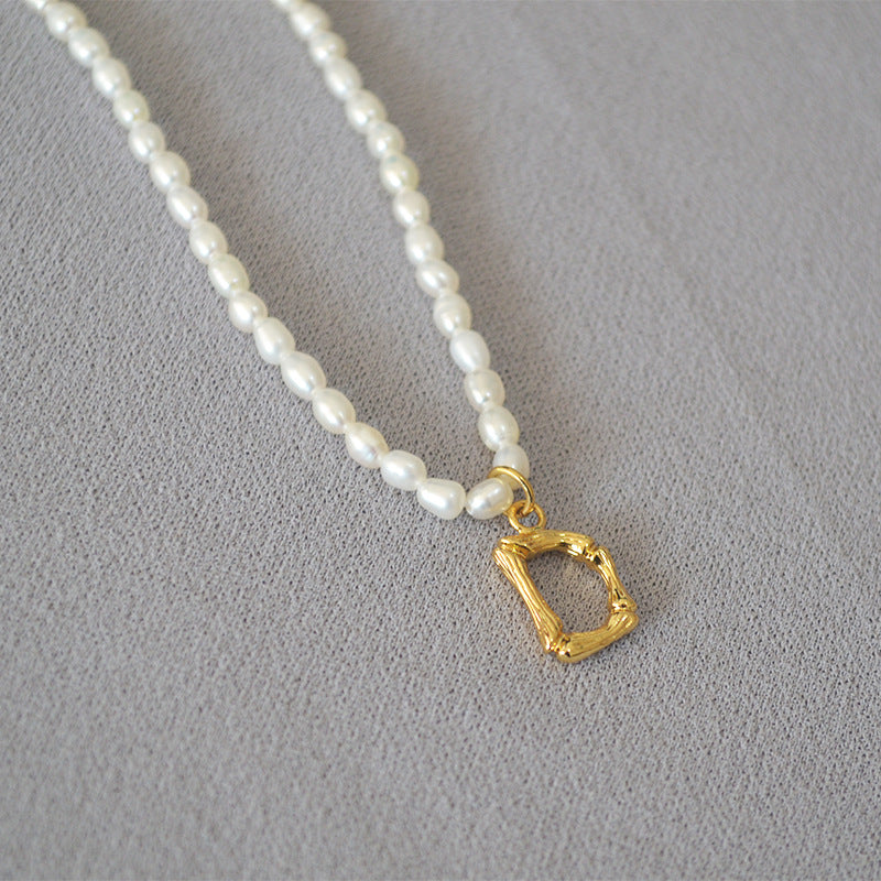 Large Initial Natural Pearl Necklace