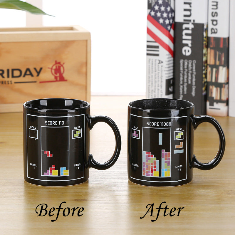 Tetris Game Theme Color Changing Ceramic Cup