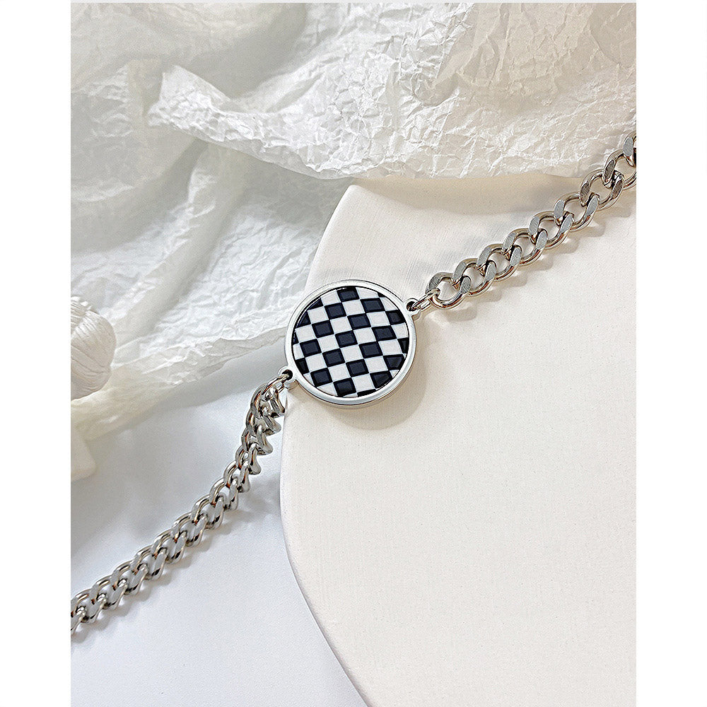 Checkerboard Chunky Cuban Chain Necklace