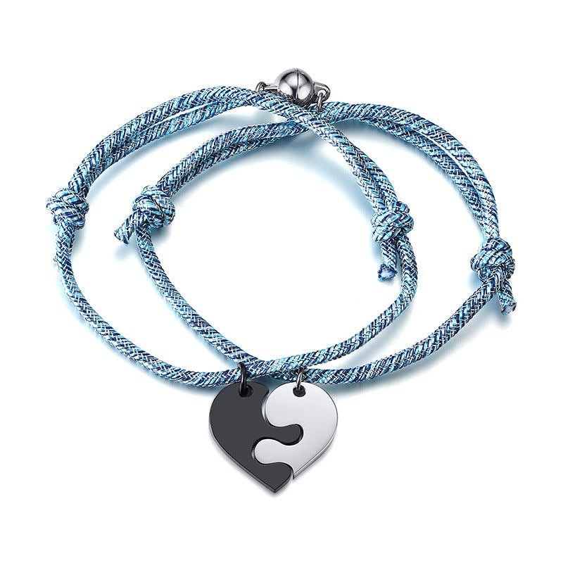 Interlocking Half Hearts Couple Bracelets Set