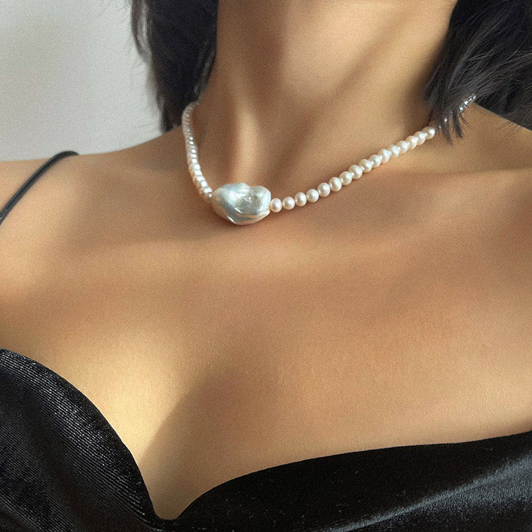Natural Pearl Baroque Choker Necklace