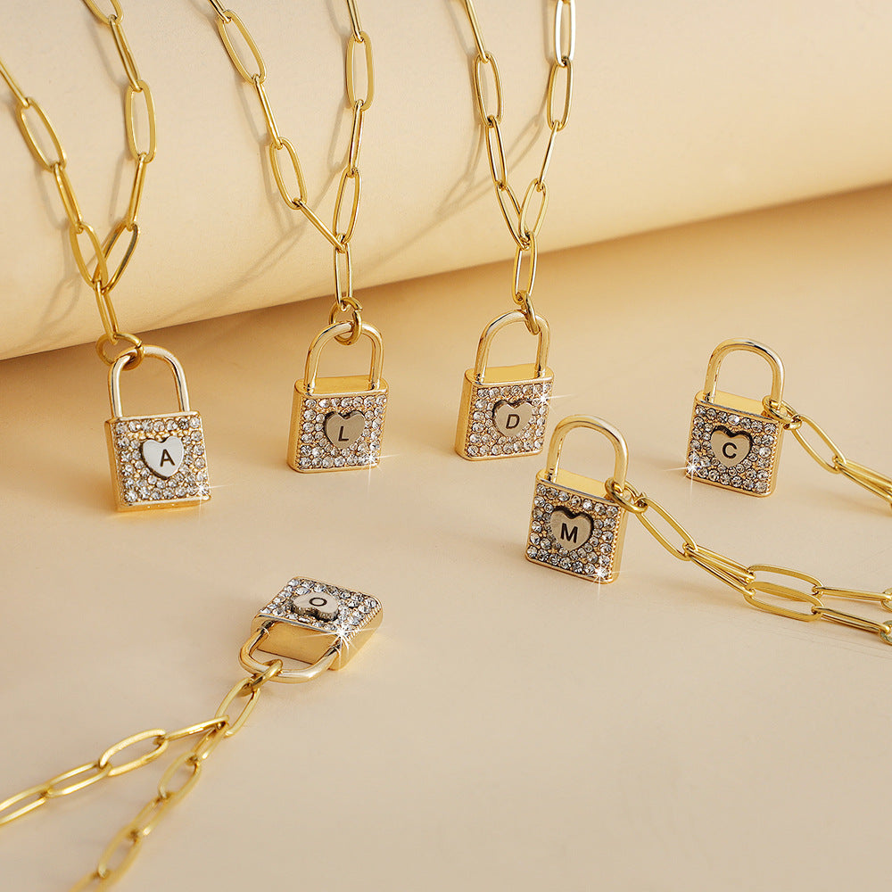 TINGN Lock Necklace for Women Dainty Lock Chain Necklace Letter E Initial  Gold Padlock Necklace - Walmart.com