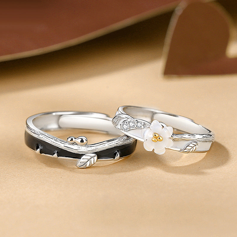 Engravable Cherry Blossom Couple Rings Set