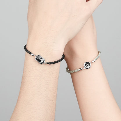 Engraved Trending Charms Couple Bracelets Set