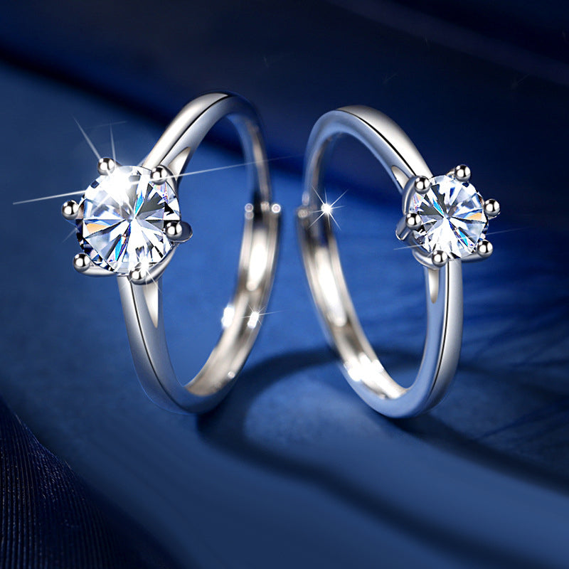 Engravable 1.5 Carats Moissanite Rings Set for Couples