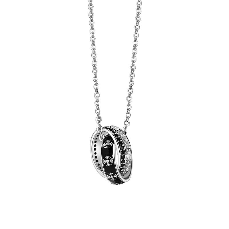 Custom Engraved Double Rings Mens Necklace