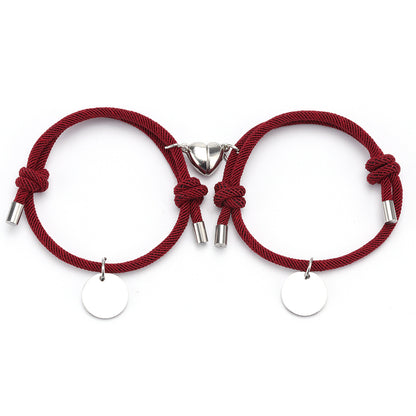 Custom Name Initial Magnetic Couple Bracelets Set