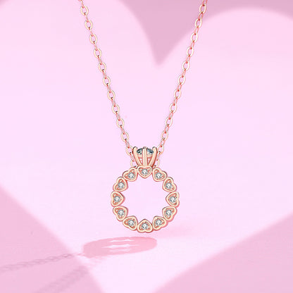 Hearts Ring Shaped Pendant Necklace for Girls