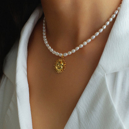 Sun Moon Pearl Necklace