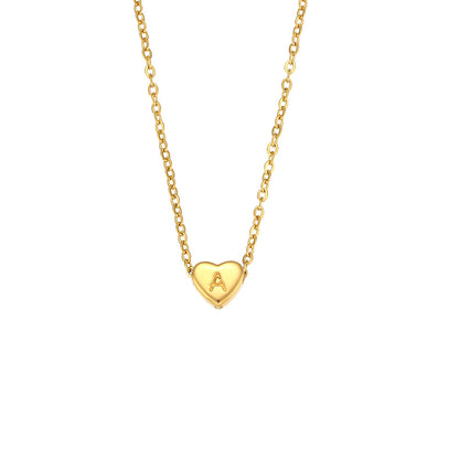 Name Initial Minimalist Heart Pendant Necklace