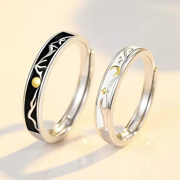 Custom Sun and Moon Matching Couple Rings Set