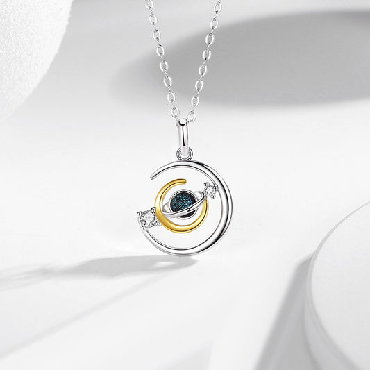 Spaceman theme Women Silver Necklace