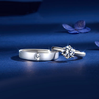 Engravable Moissanite Diamond Matching Rings for Couples