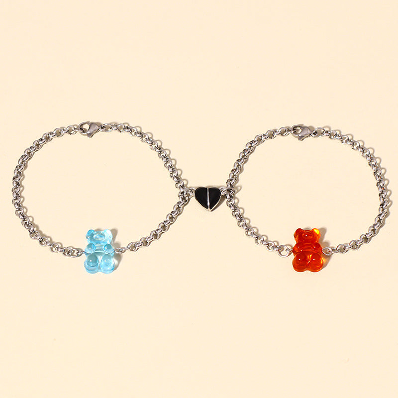 Magnetic Charms Bear Bracelets Set for Soulmates