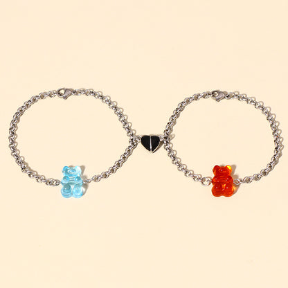 Magnetic Charms Bear Bracelets Set for Soulmates