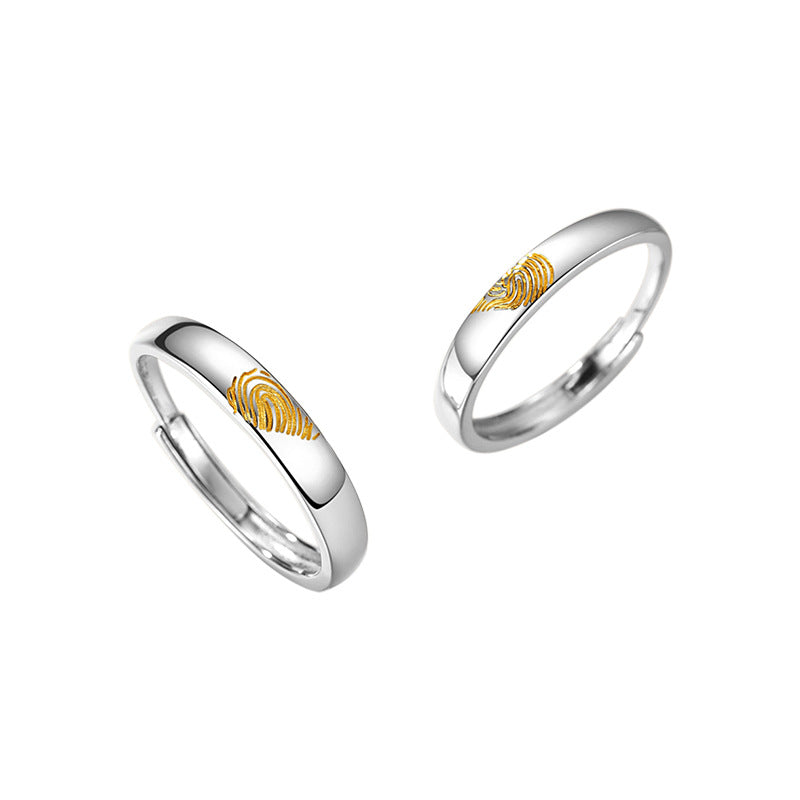 Engravable Half Hearts Rings Set for Couples