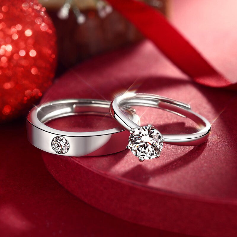 Engravable Moissanite Diamond Matching Rings for Couples