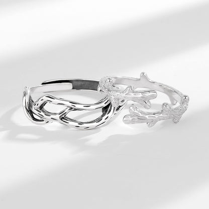 Branch Style Couple Wedding Rings for Two